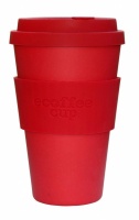 Ecoffee Cup Reusable Bamboo Cup in Plain Red
